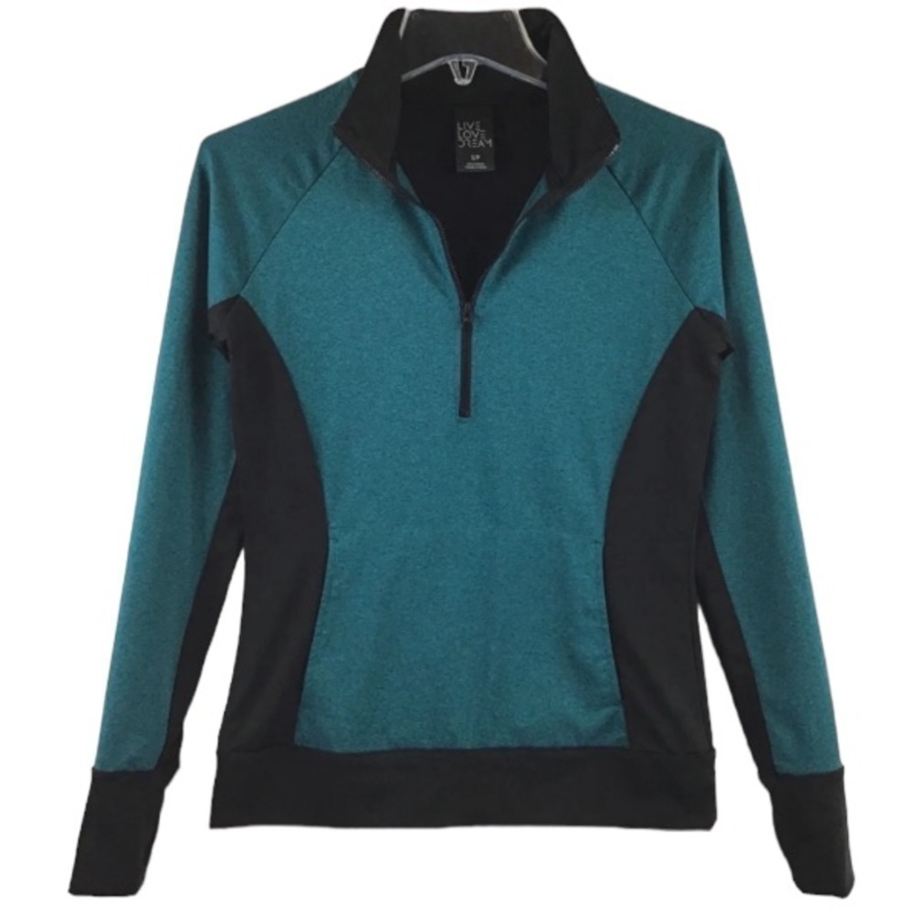 Aeropostale Live Love Dream Quarter Zip Teal & Black Pullover Size Small